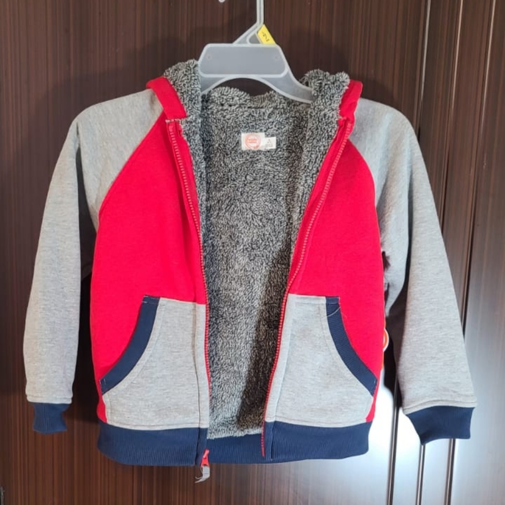 Kids Wonder Nation Jacket nwt Red and Grey  cold winter Fashion super fluffy